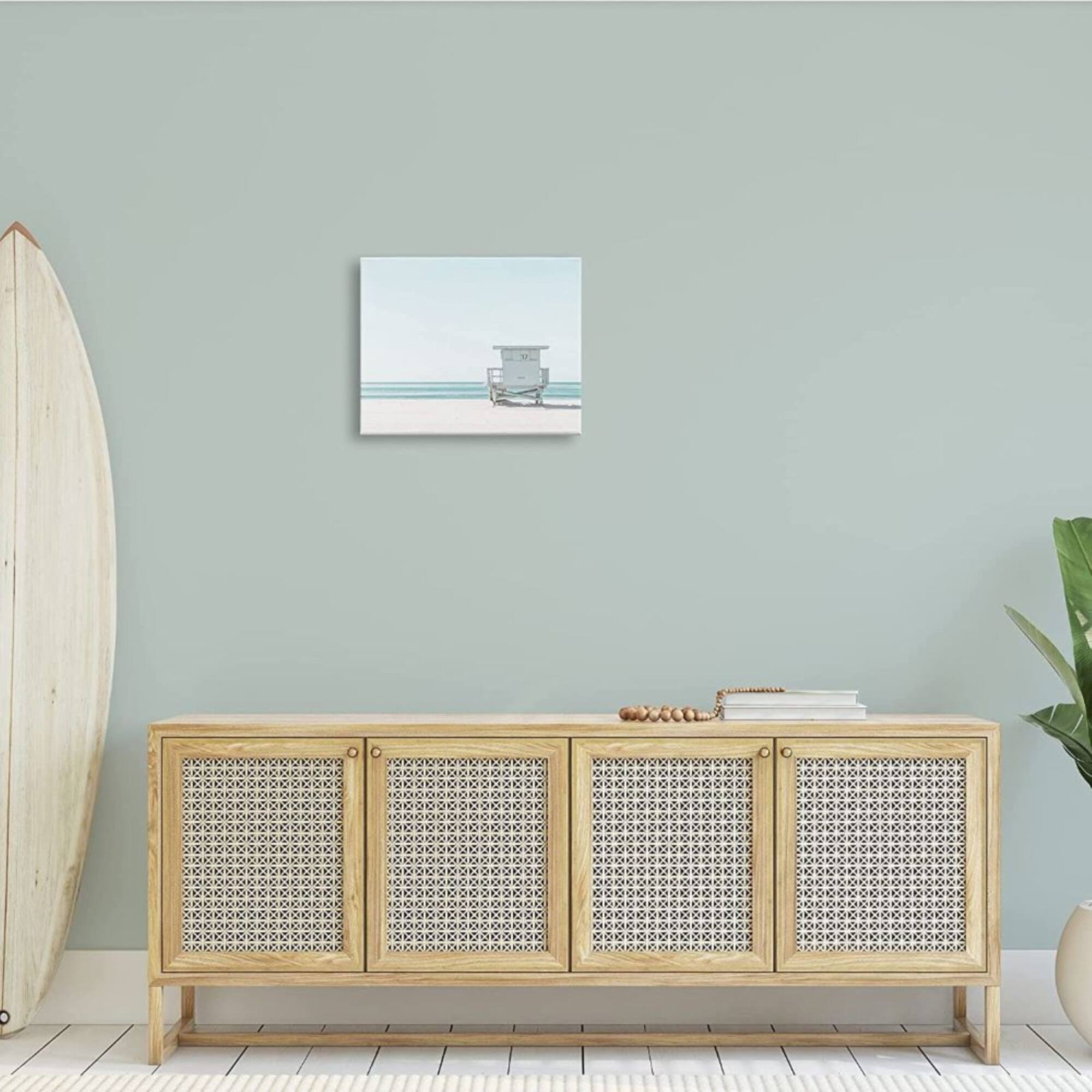 Stupell Industries Sun Bleached Blue Coast Lifeguard Shelter Summer Photography Canvas Wall Art